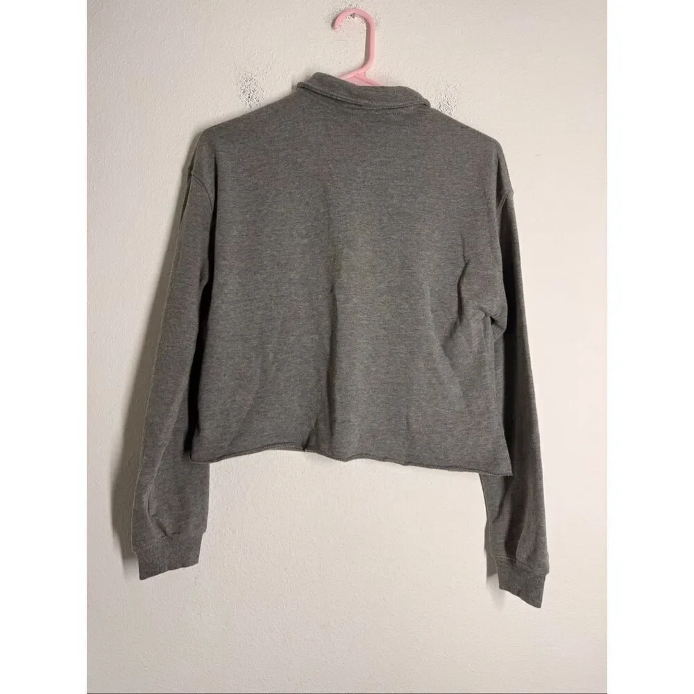 Wild Fable Women's Cropped Polo Shirt Size S Heather Gray Cotton Blend - Picture 3 of 7